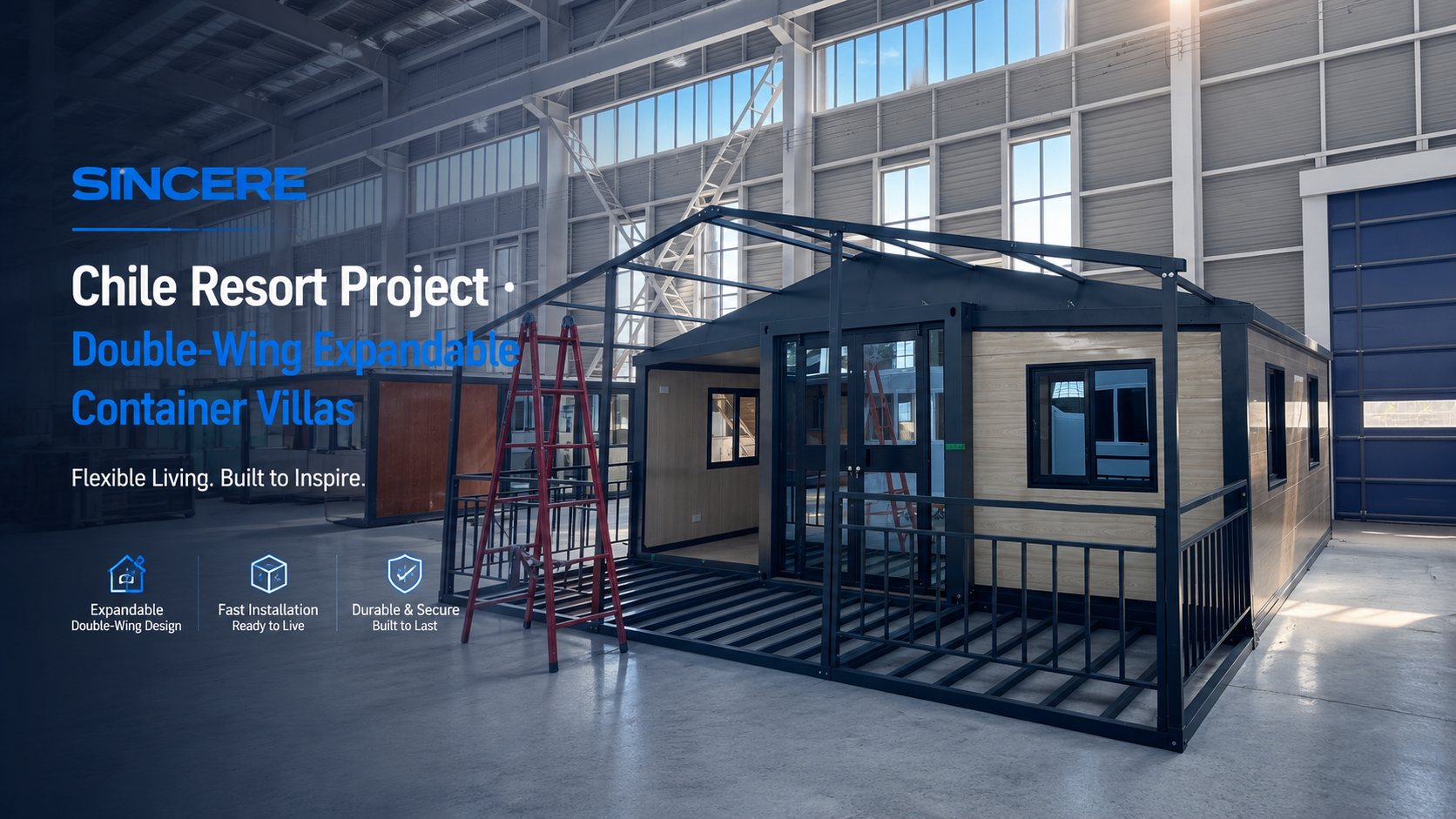 Double-Wing Expandable Container Houses Land Major Chile Coastal Resort 